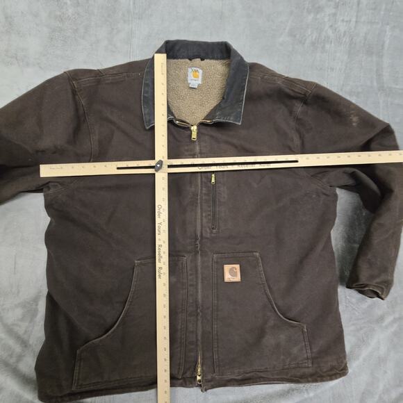 Carhartt Dark Brown C61 Sandstone Ridge Jacket Size 2XL Sherpa Lined Workwear - Picture 9 of 14
